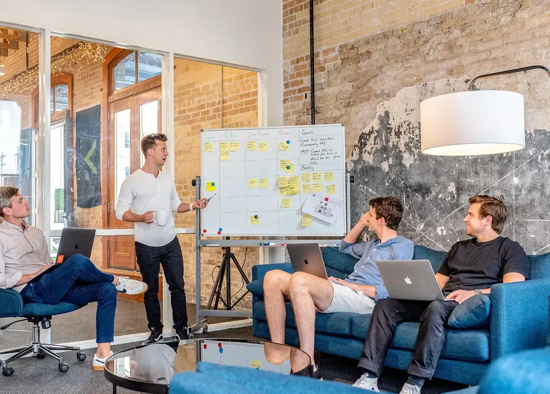 Team meeting at a global partnership office